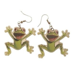 Happy Frog Acrylic Dangle Earrings